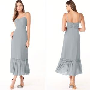 AZAZIE JUSTINA Flowy Sweetheart Chiffon Ankle-Length Dress Dolphin Grey size 8A